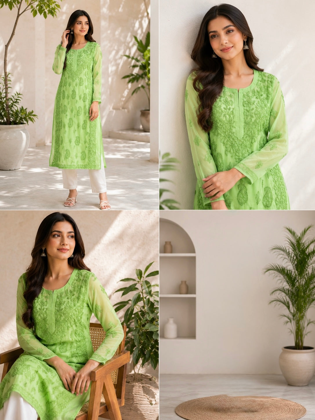 Premium Soft Georgette Heavy Lucknowi Chikankari Embroidery kurti with inner wear