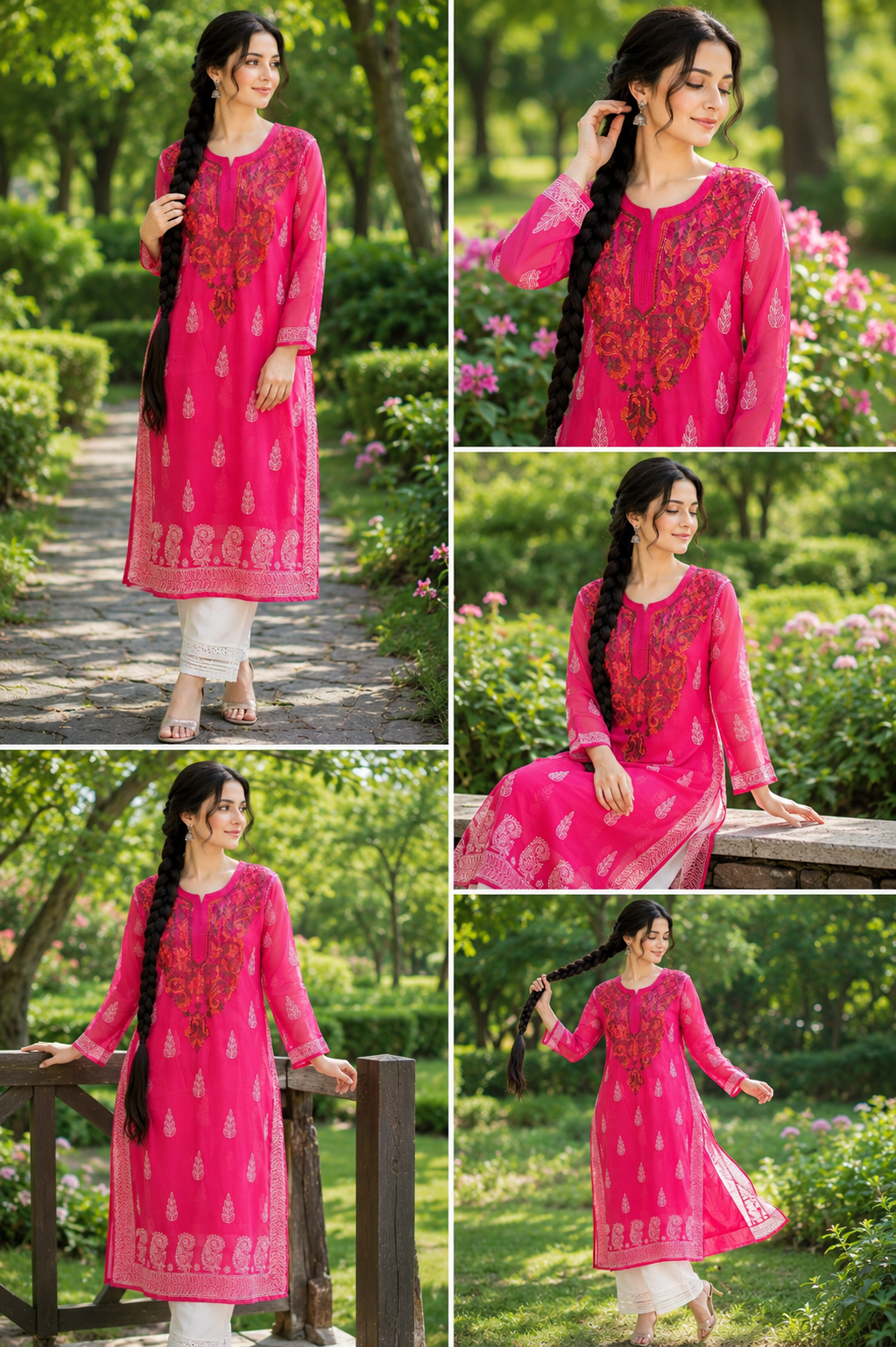 Premium Soft Georgette Heavy Lucknowi Chikankari Embroidery kurti with inner wear