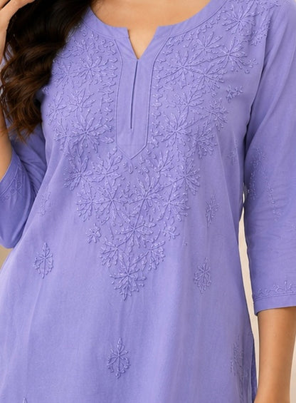 Premium Soft Rayon Silk Blend short chikankari kurti
