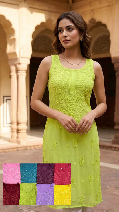 Handcrafted work Elegant Viscose Sleeveless Kurti