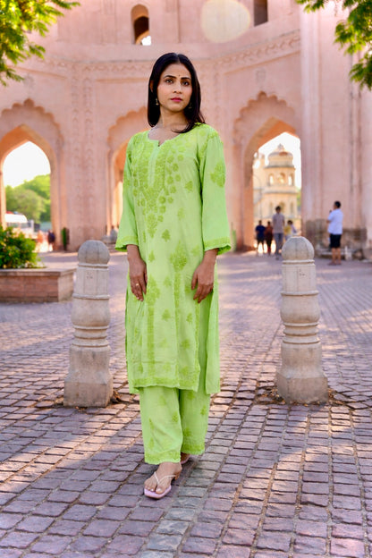 Lucknowi Chikankari Suit – Cotton Hand Embroidered”