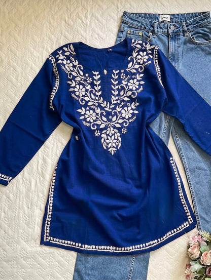 Rayon Chikankari Short Kurti