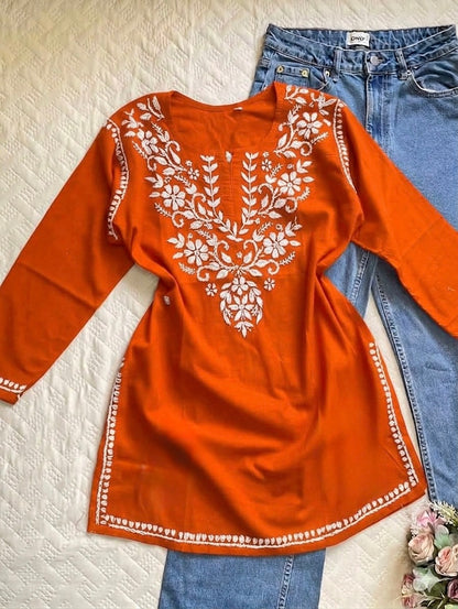 Rayon Chikankari Short Kurti