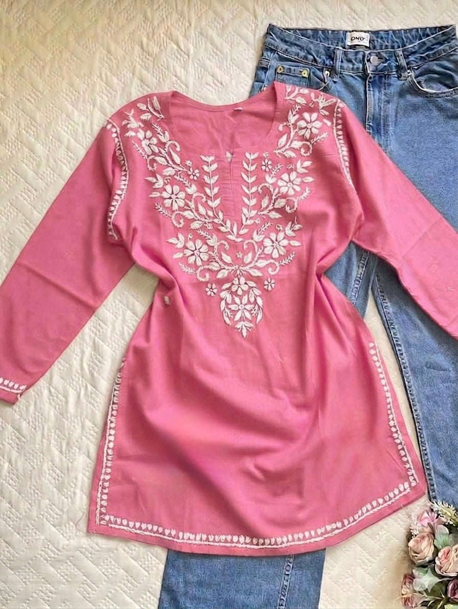 Rayon Chikankari Short Kurti