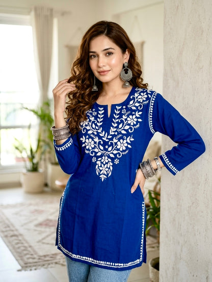 Rayon Chikankari Short Kurti