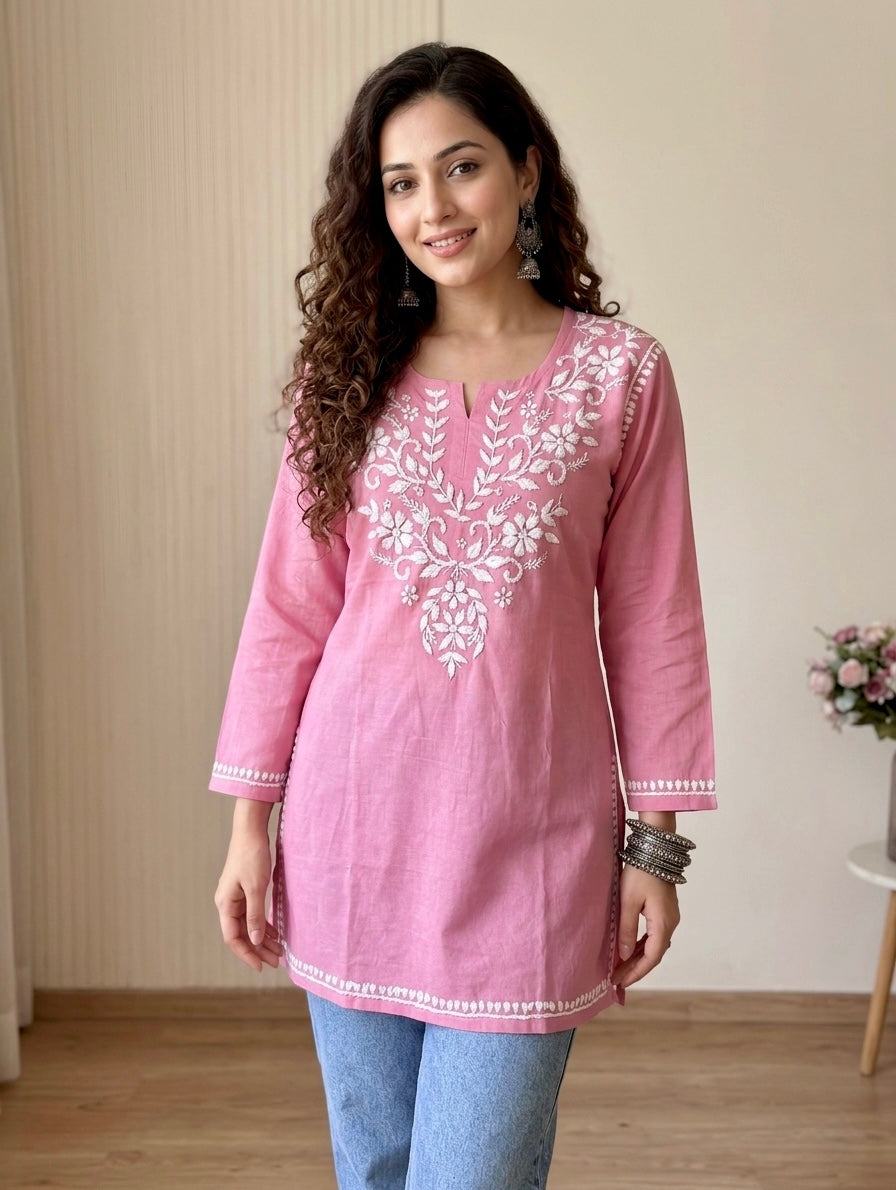 Rayon Chikankari Short Kurti