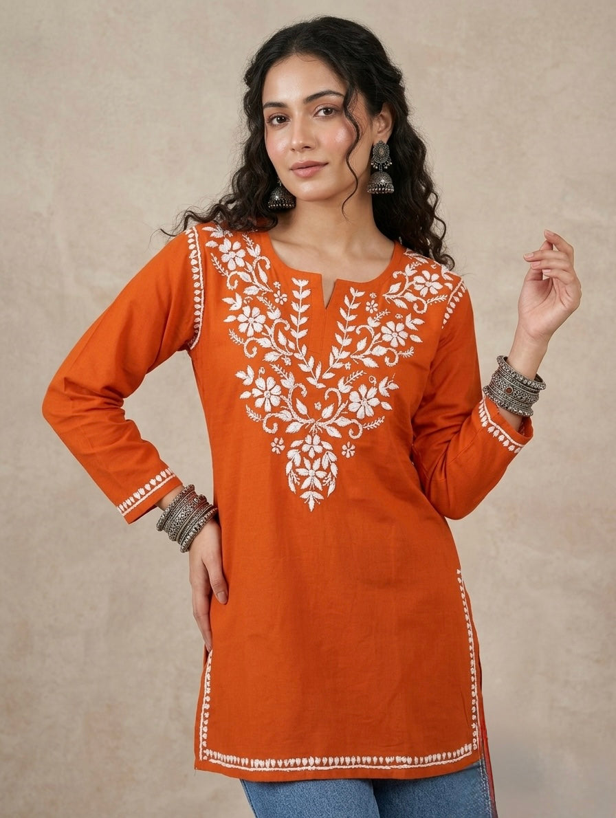 Rayon Chikankari Short Kurti