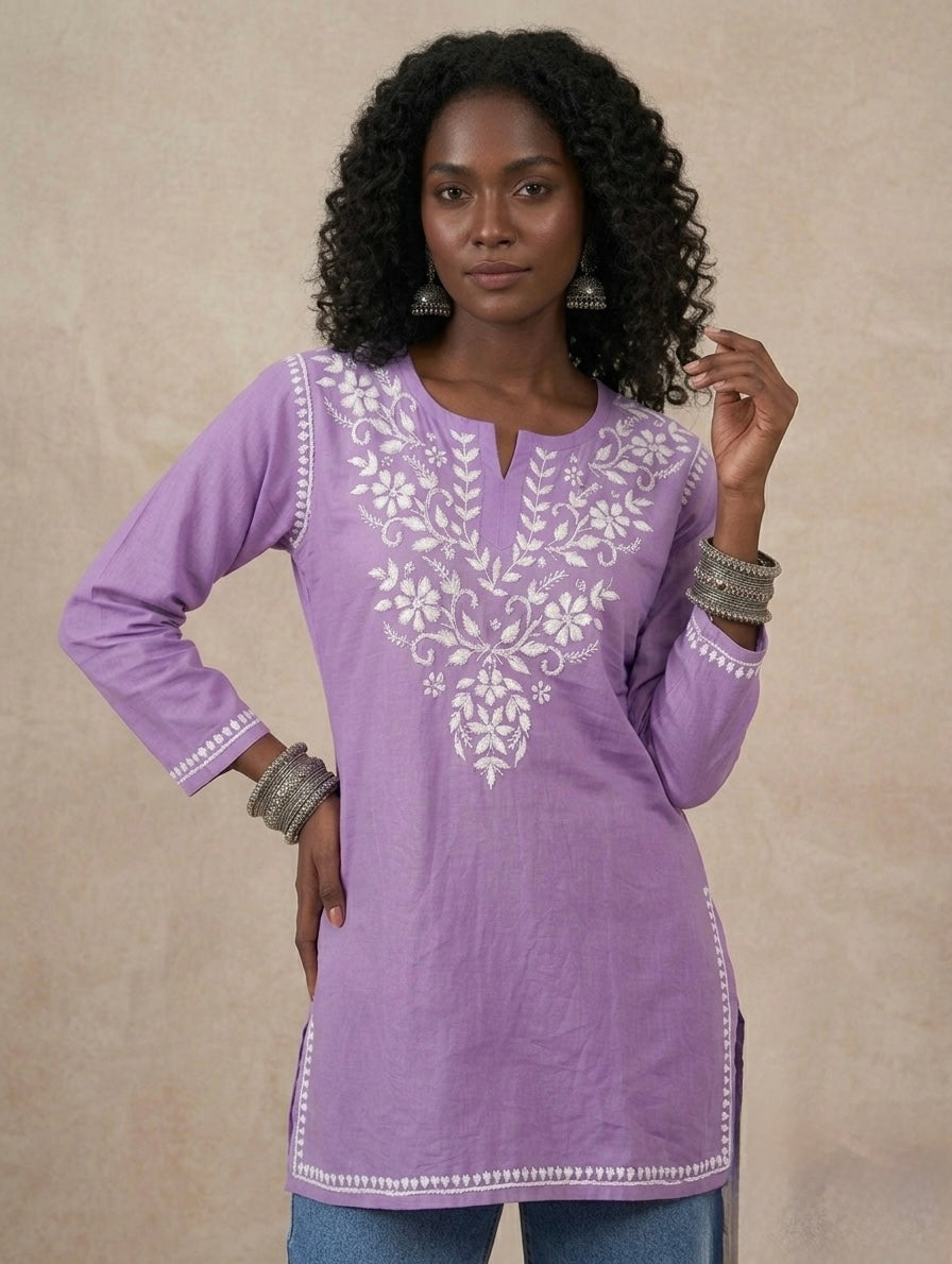 Rayon Chikankari Short Kurti