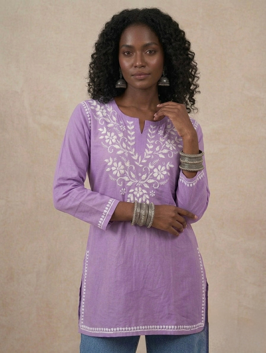 Rayon Chikankari Short Kurti