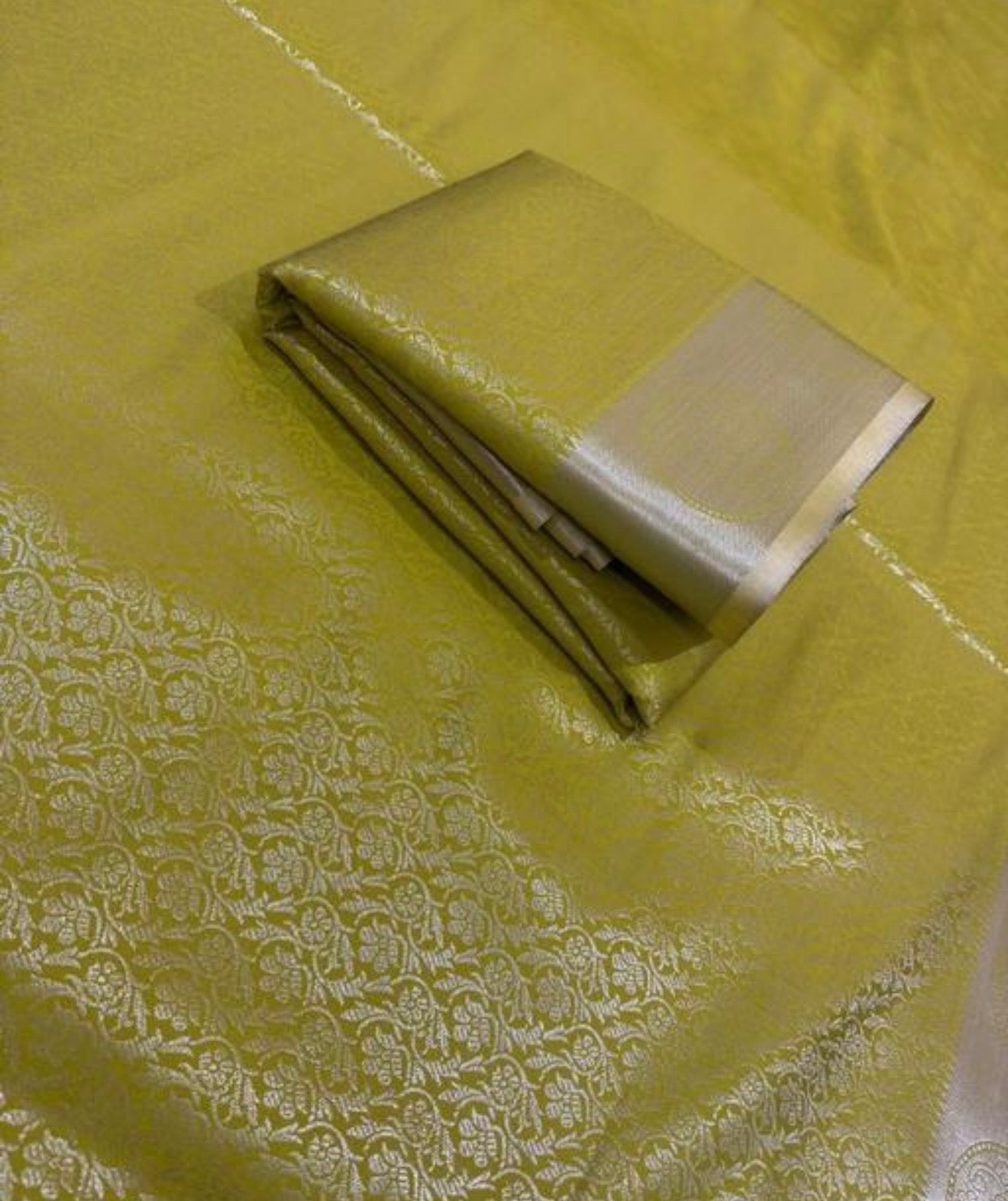 Lime Green Kanchipuram Silk Saree